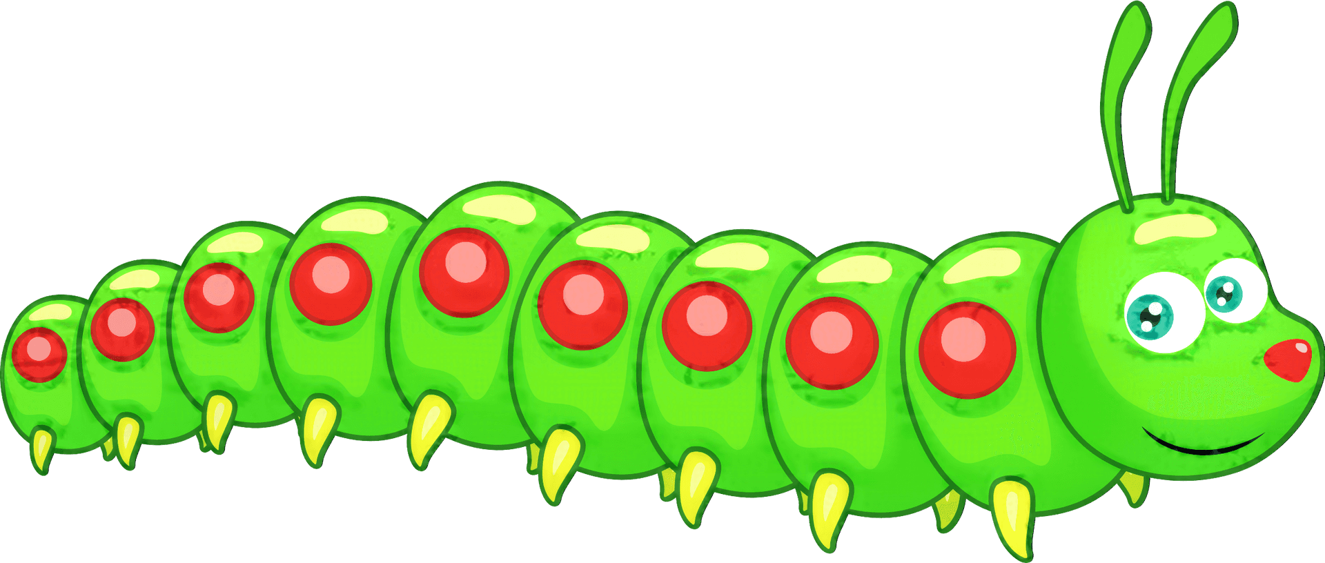 Colorful Cartoon Caterpillar PNG Image