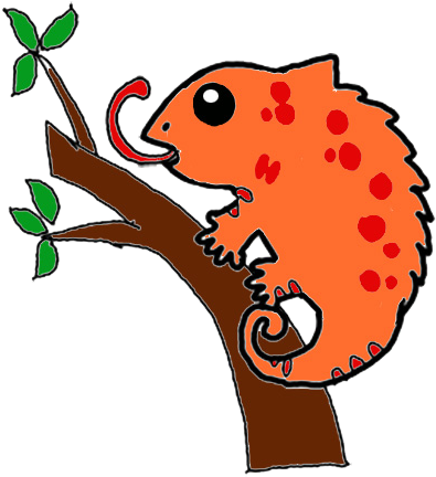 Colorful Cartoon Chameleonon Branch PNG Image