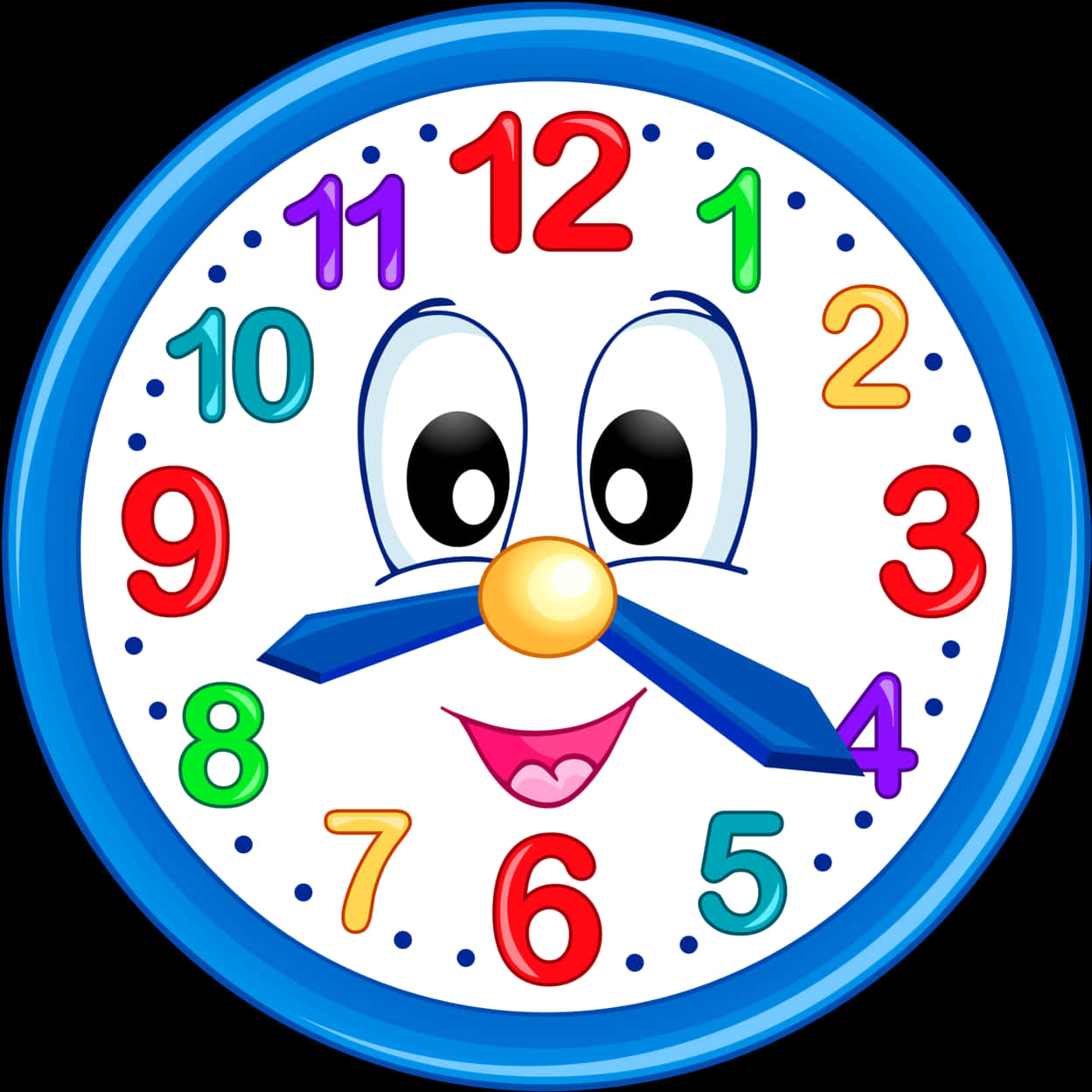 Colorful Cartoon Clock Face PNG Image