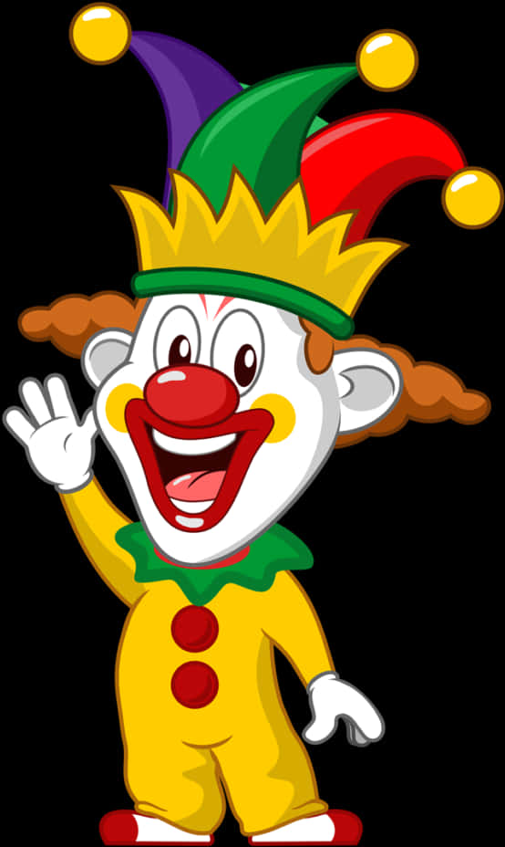 Colorful Cartoon Clown Waving PNG Image