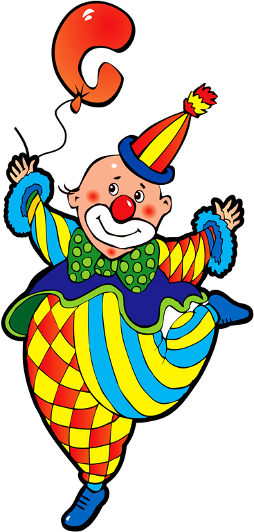 Colorful Cartoon Clownwith Balloon.png PNG Image