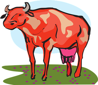 Colorful Cartoon Cow Illustration PNG Image