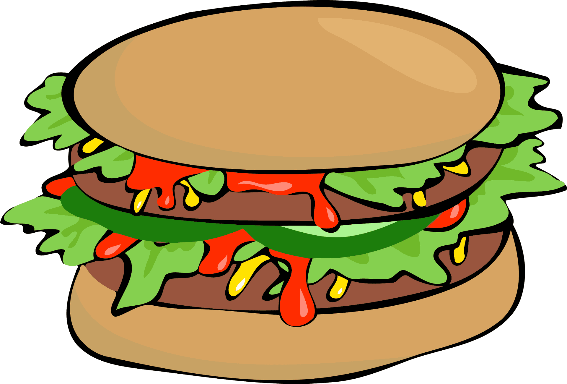 Colorful Cartoon Hamburger PNG Image