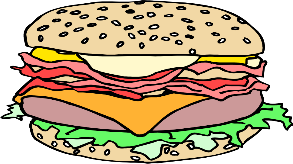 Colorful Cartoon Hamburger PNG Image