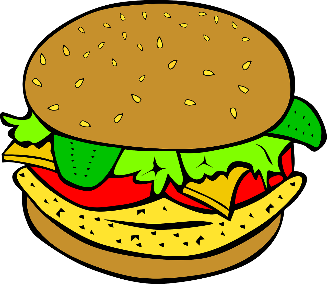 Colorful Cartoon Hamburger Illustration PNG Image