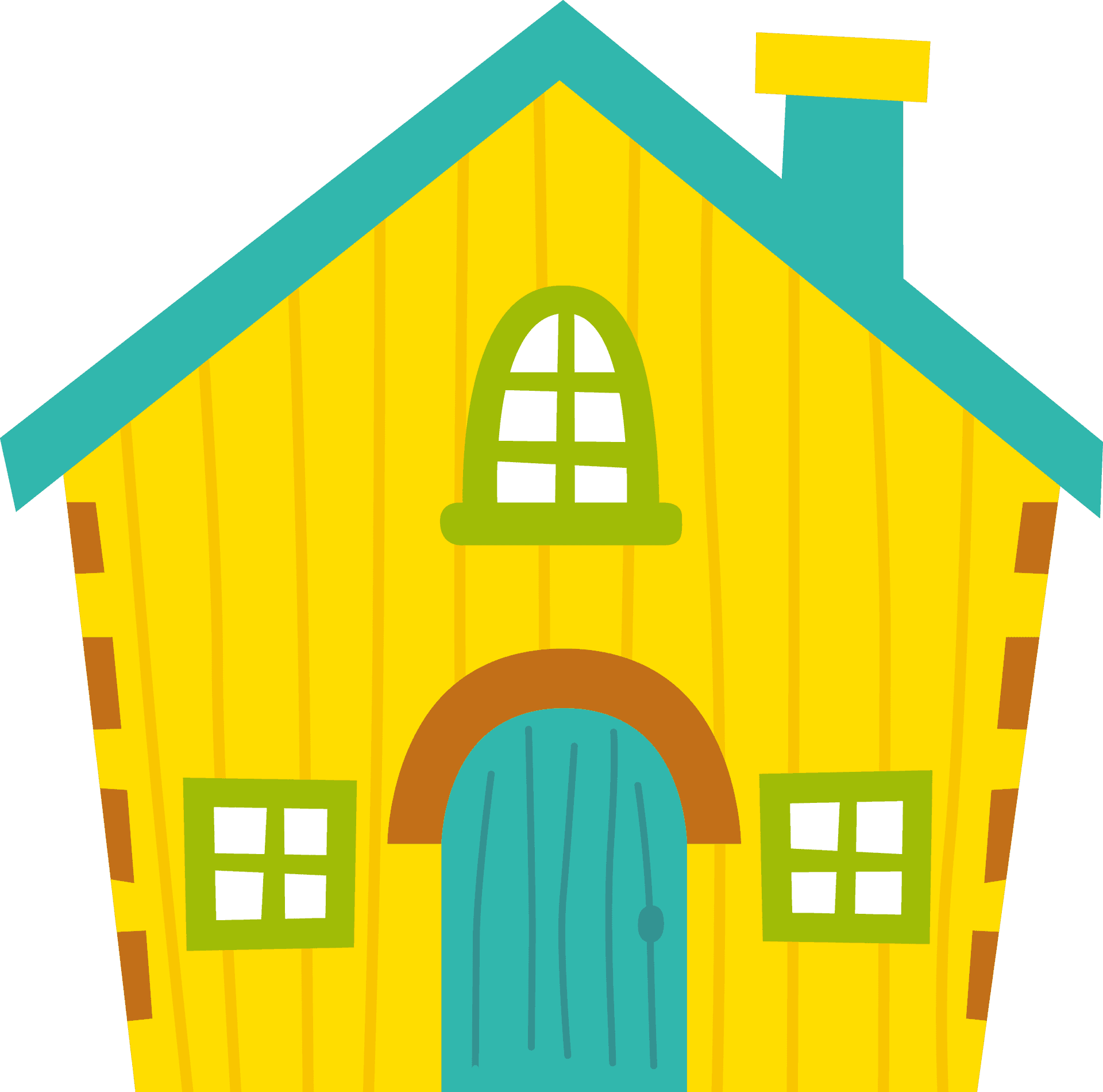 Colorful Cartoon House Clipart PNG Image