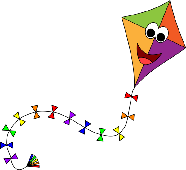 Colorful Cartoon Kite With Tail PNG Image