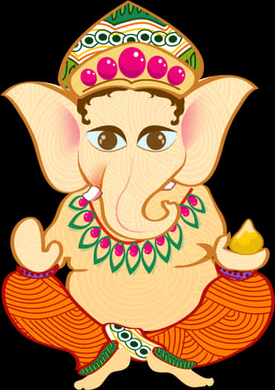 Colorful Cartoon Lord Ganesh PNG Image