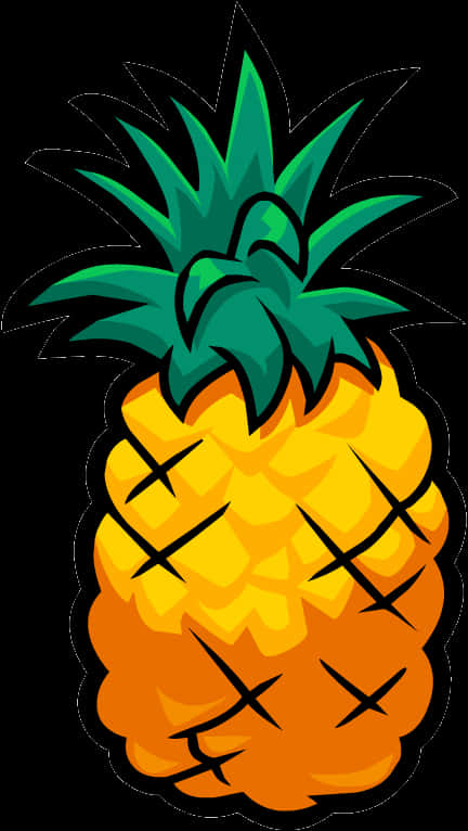 Colorful Cartoon Pineapple PNG Image