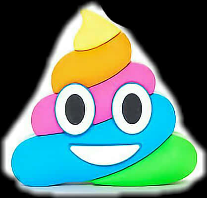 Colorful Cartoon Poop Emoji PNG Image