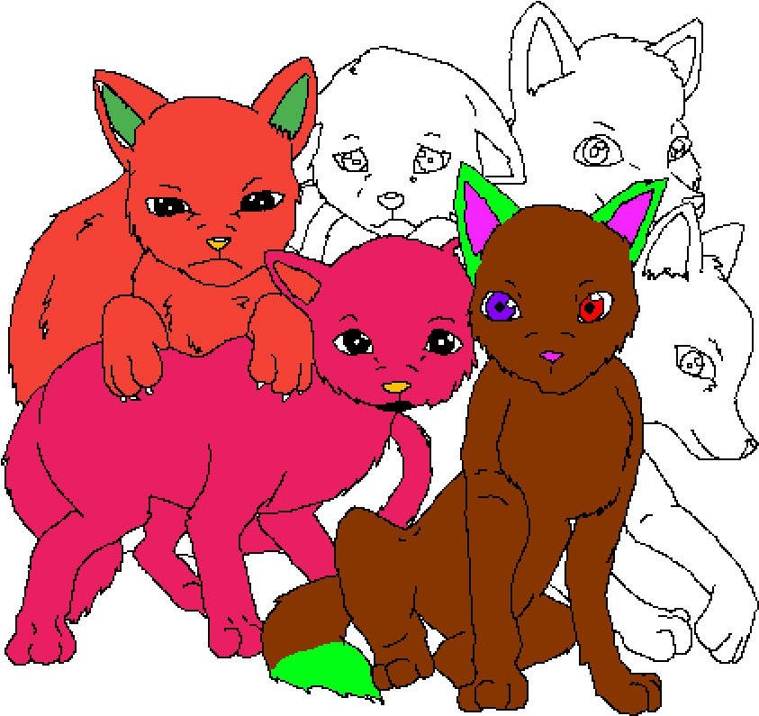 Colorful Cartoon Puppies PNG Image