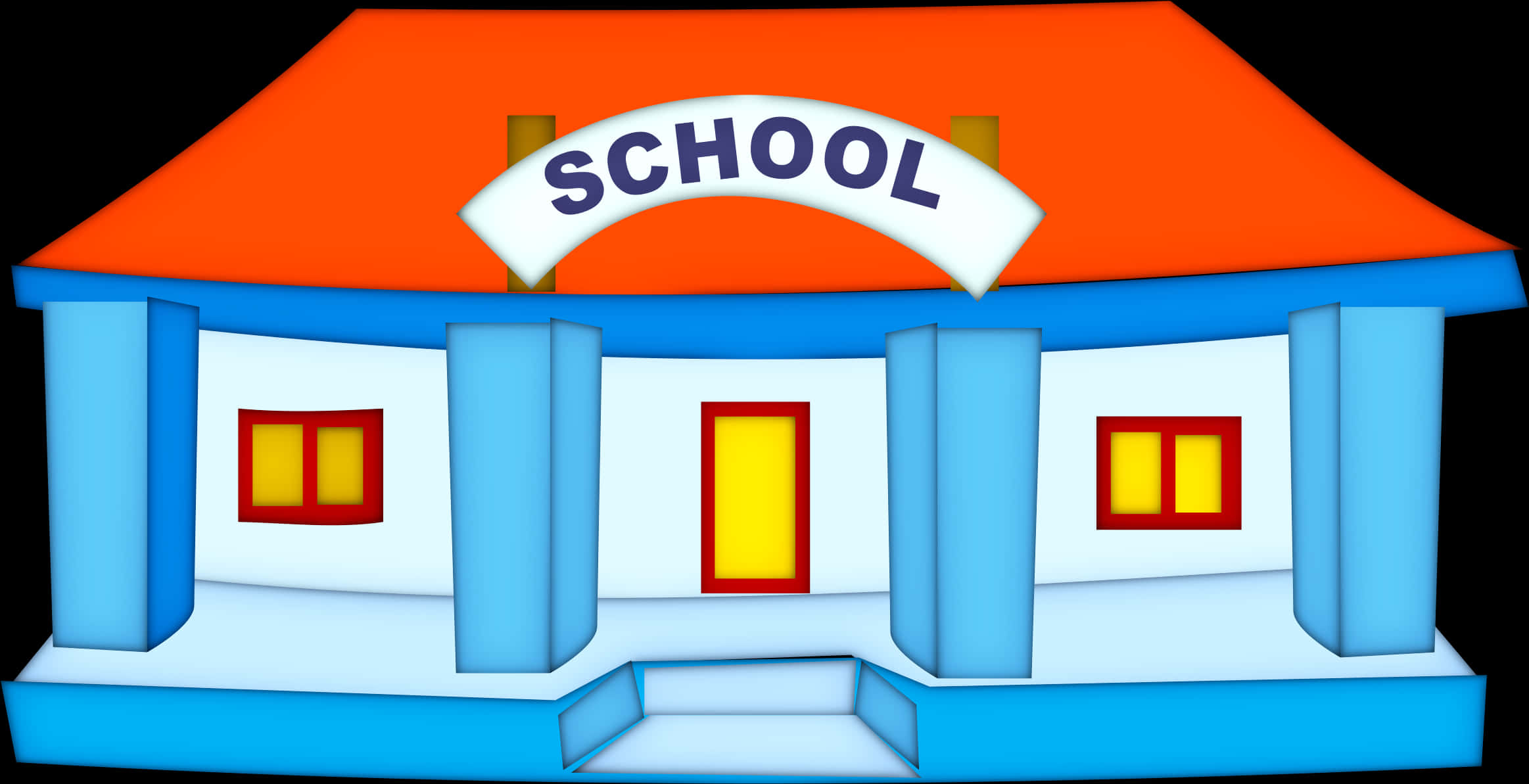 Colorful Cartoon School Building PNG Image