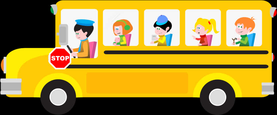 Colorful_ Cartoon_ School_ Bus_with_ Children PNG Image