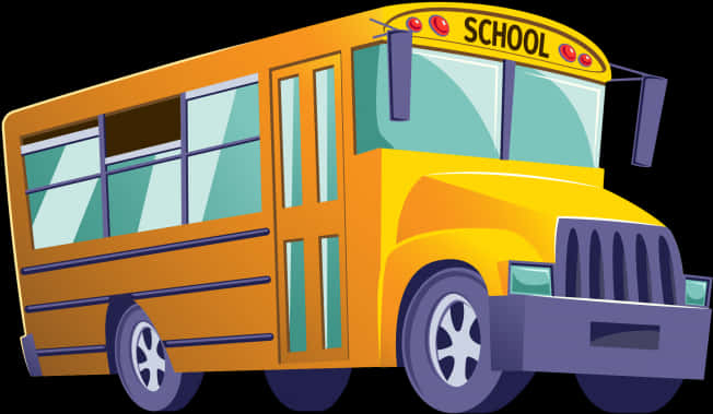 Colorful Cartoon School Bus PNG Image