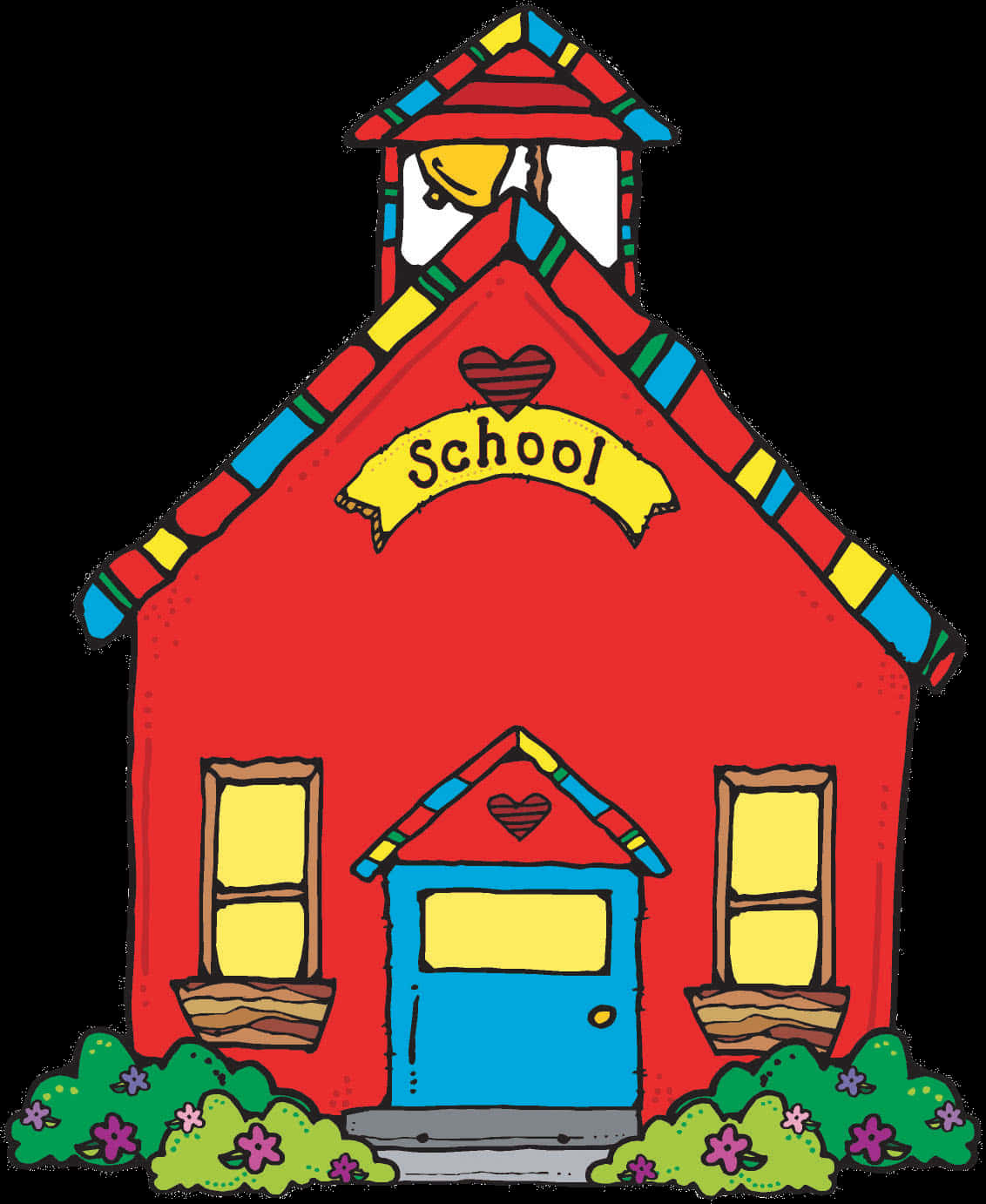 Colorful Cartoon Schoolhouse PNG Image