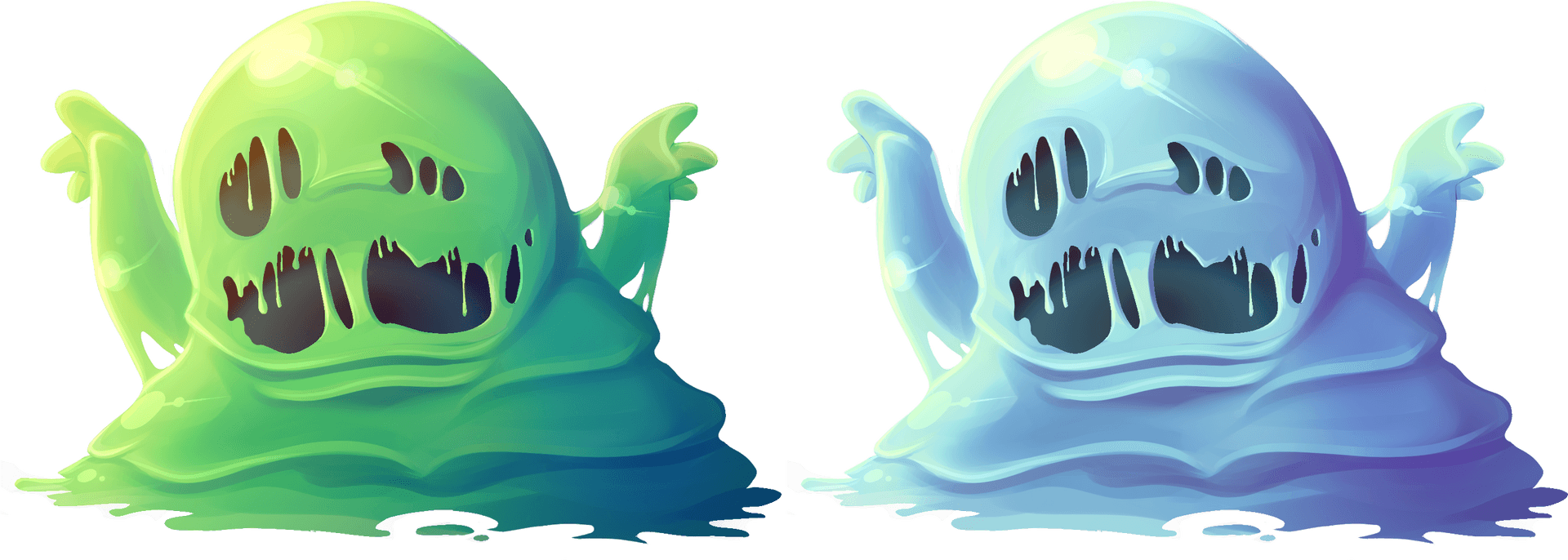 Colorful Cartoon Slimes PNG Image