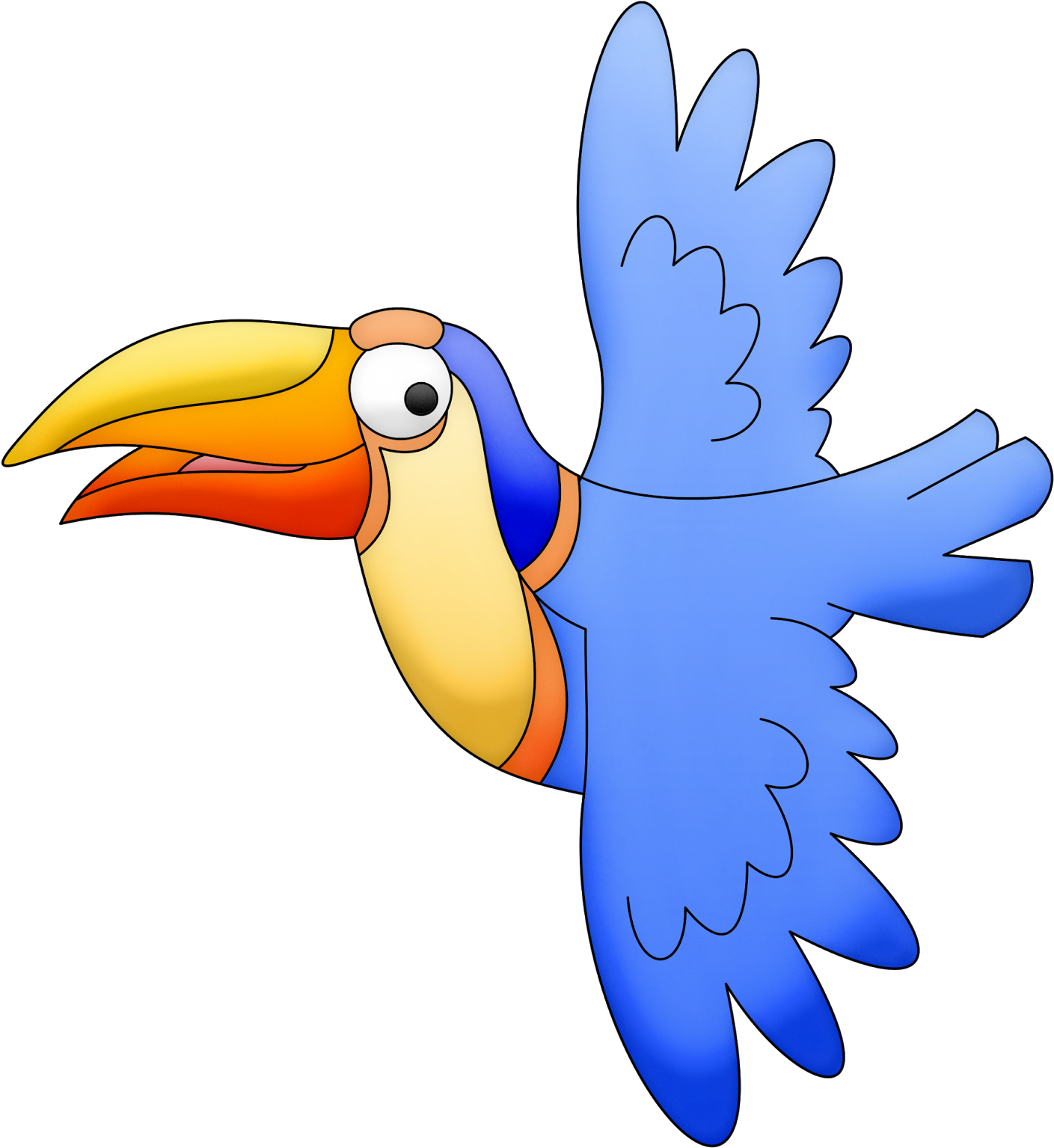 Colorful Cartoon Toucanin Flight PNG Image