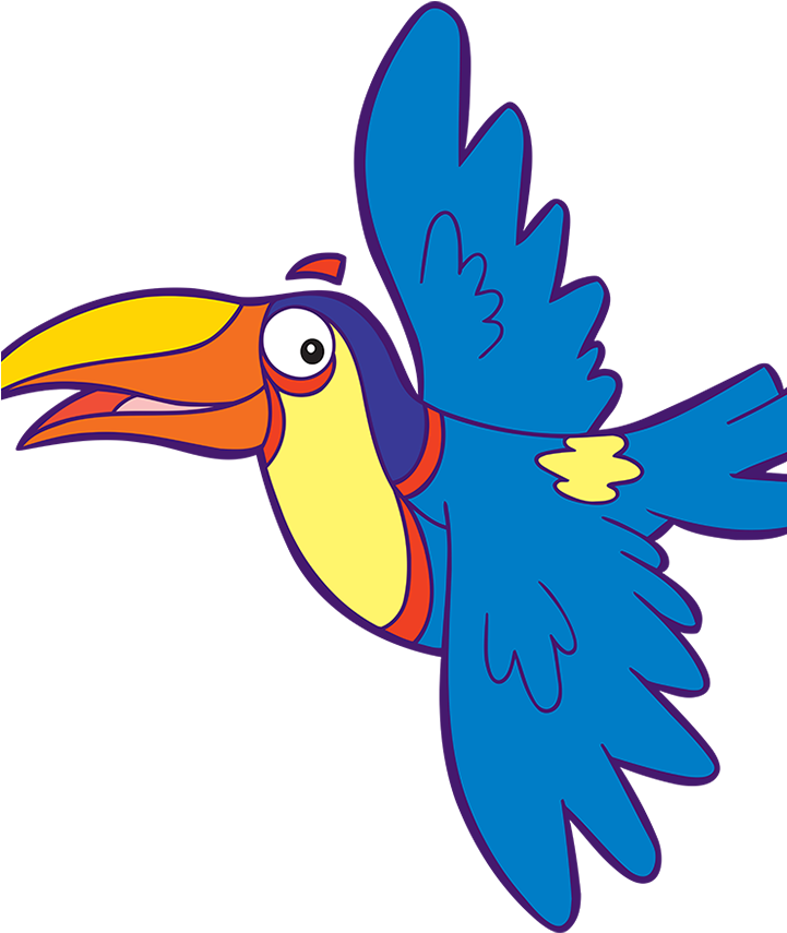 Colorful Cartoon Toucanin Flight PNG Image