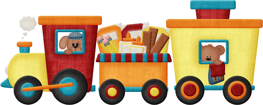 Colorful Cartoon Trainwith Animalsand Books PNG Image