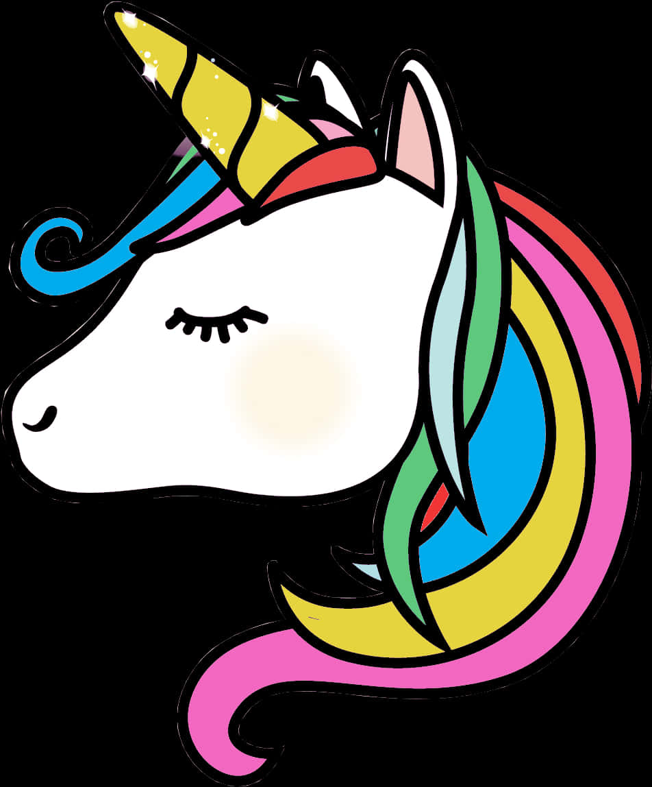 Colorful Cartoon Unicorn Head PNG Image