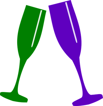 Colorful Champagne Glasses Vector PNG Image