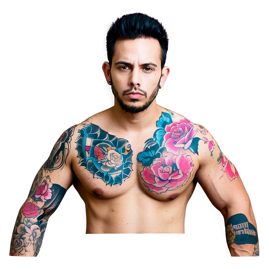 Colorful Chest Tattoo Images Png Iws13 PNG Image