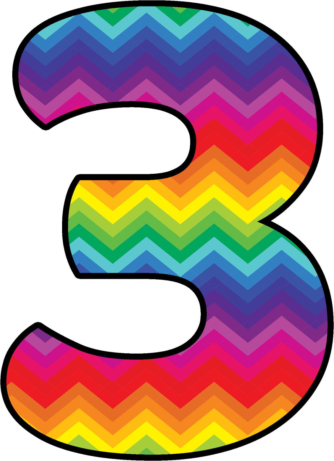 Colorful Chevron Number3 PNG Image