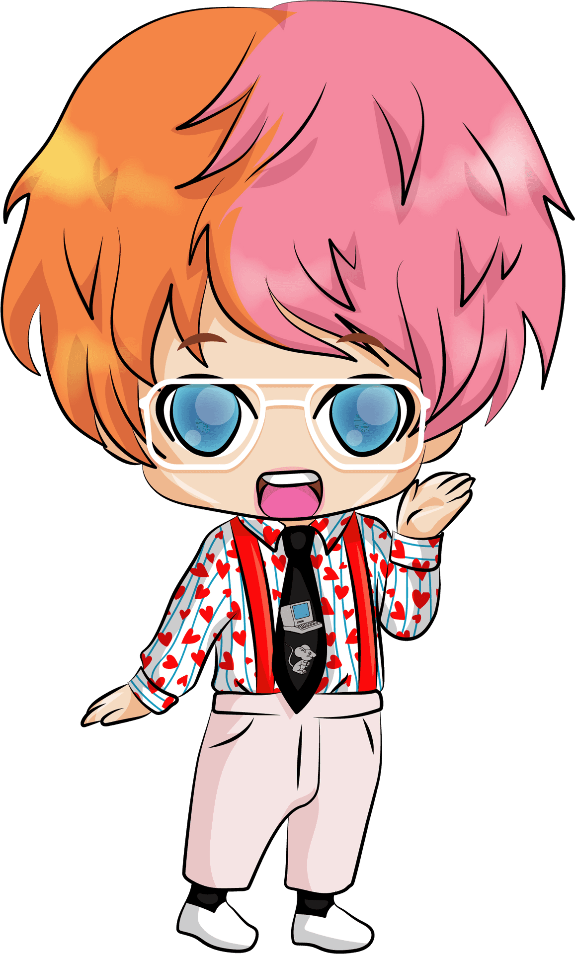 Colorful Chibi Characterwith Glasses PNG Image