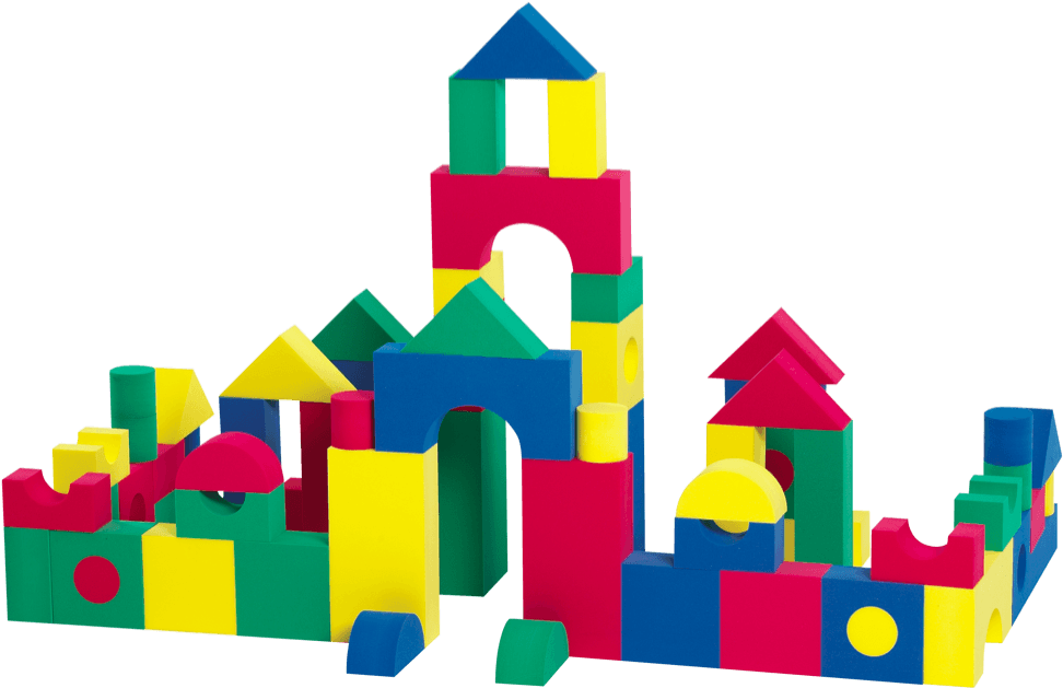 Colorful Childrens Block Castle PNG Image