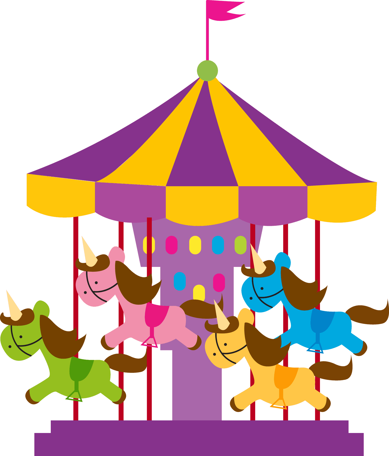 Colorful Childrens Carousel Illustration PNG Image