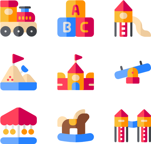 Colorful Childrens Playground Icons PNG Image