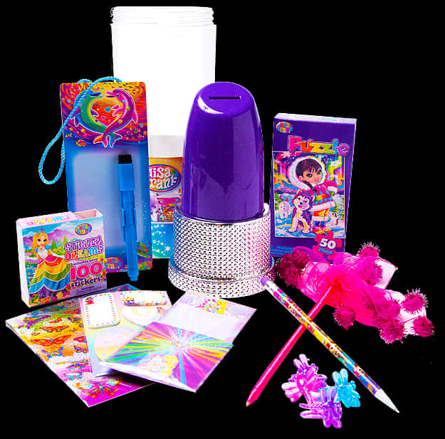 Colorful Childrens Stationery Collection PNG Image