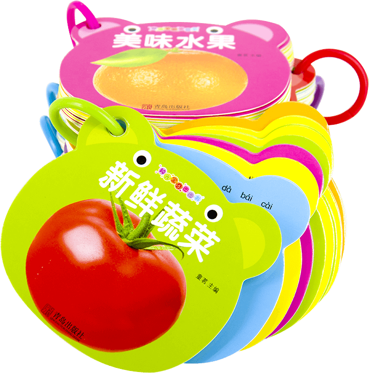 Colorful_ Chinese_ Fruit_ Flashcards PNG Image