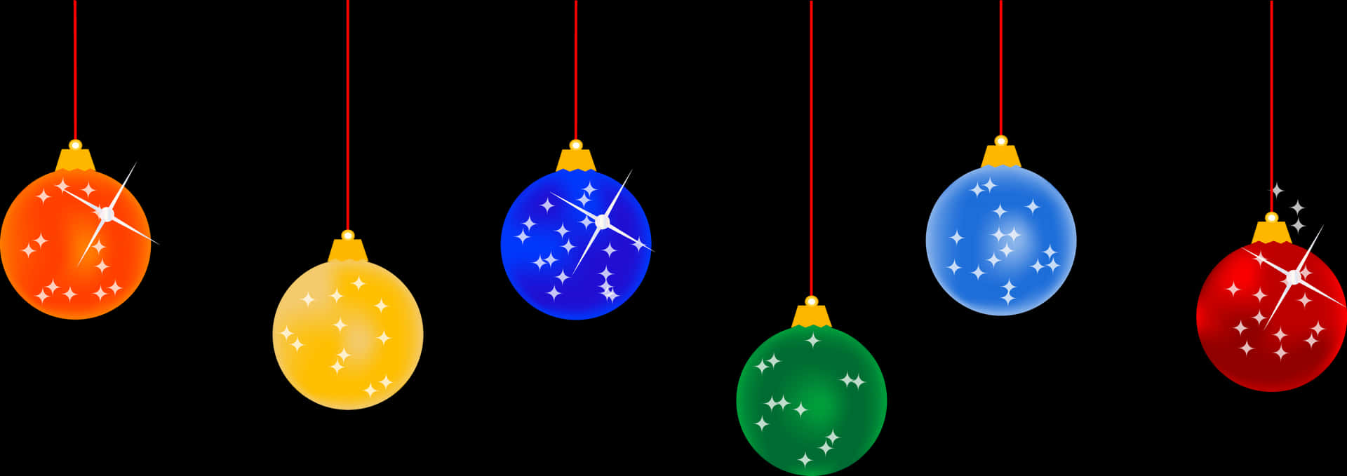 Colorful Christmas Baubleson Black Background PNG Image