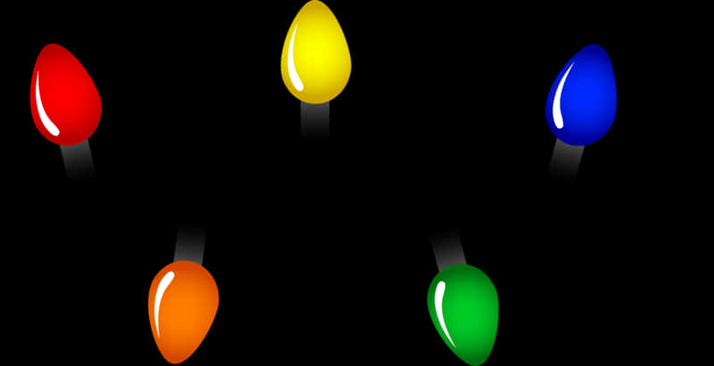 Colorful Christmas Lights Black Background PNG Image