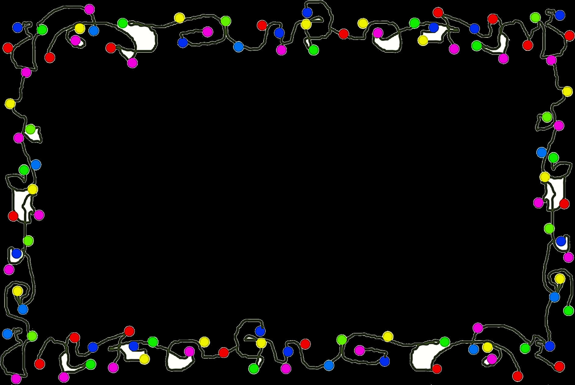 Colorful Christmas Lights Frame PNG Image