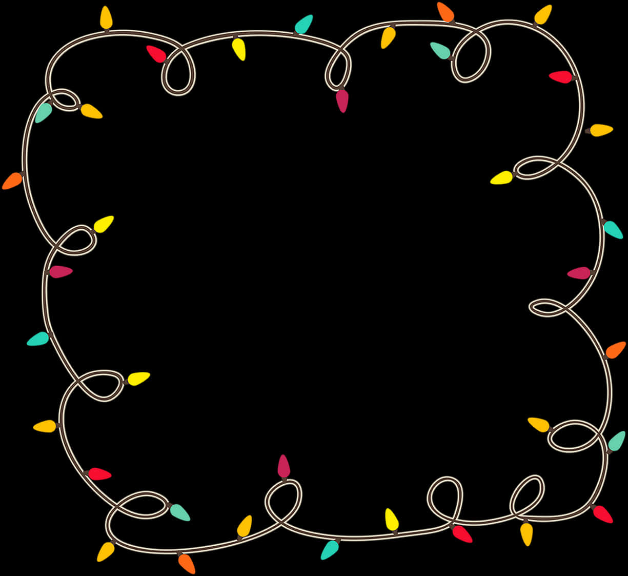 Colorful Christmas Lights Frame PNG Image