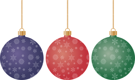 Colorful Christmas Ornaments PNG Image