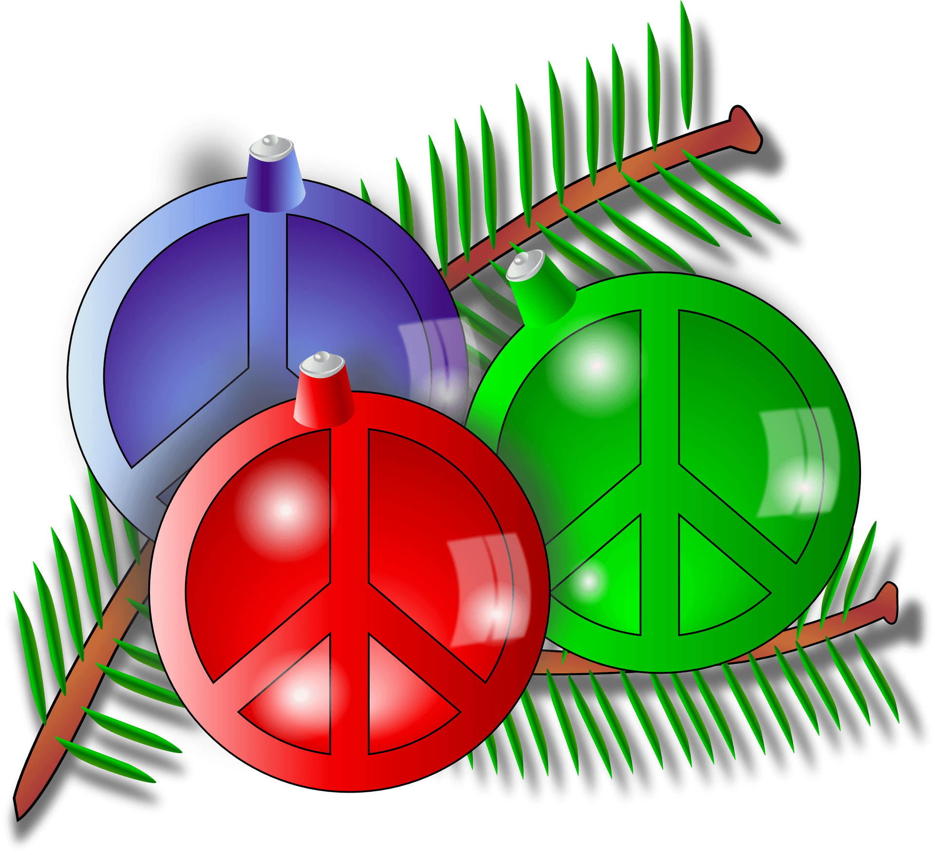 Colorful Christmas Peace Ornaments PNG Image