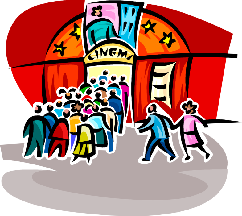 Colorful Cinema Queue Illustration PNG Image