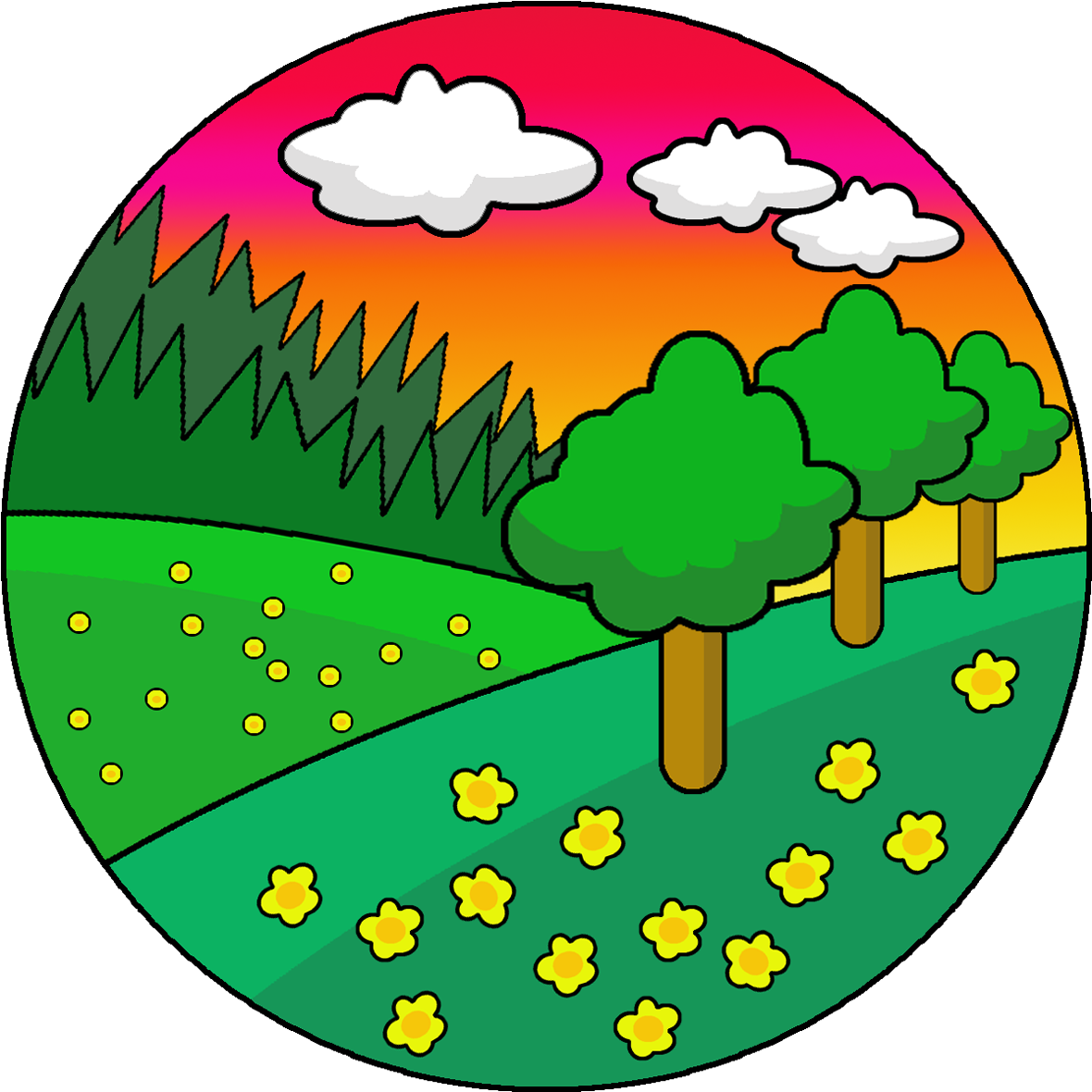 Colorful Circular Landscape Vector PNG Image