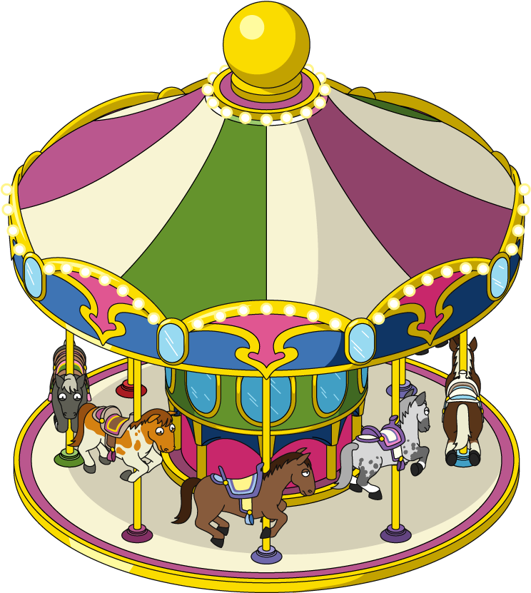 Colorful Classic Carousel Illustration PNG Image