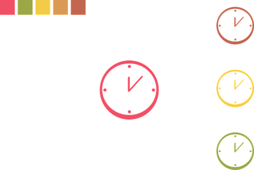 Colorful Clock Icons Set PNG Image