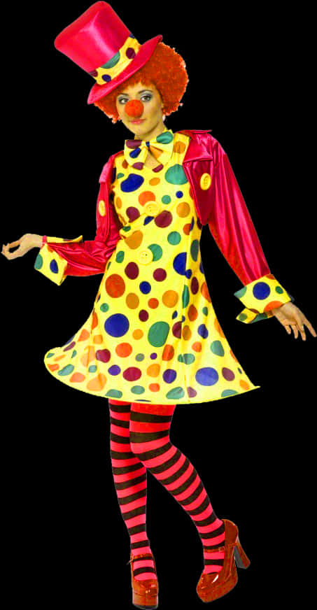 Colorful Clown Costume Portrait PNG Image