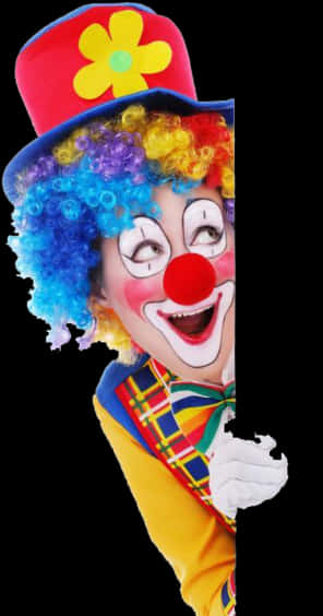 Colorful Clown Peeking PNG Image