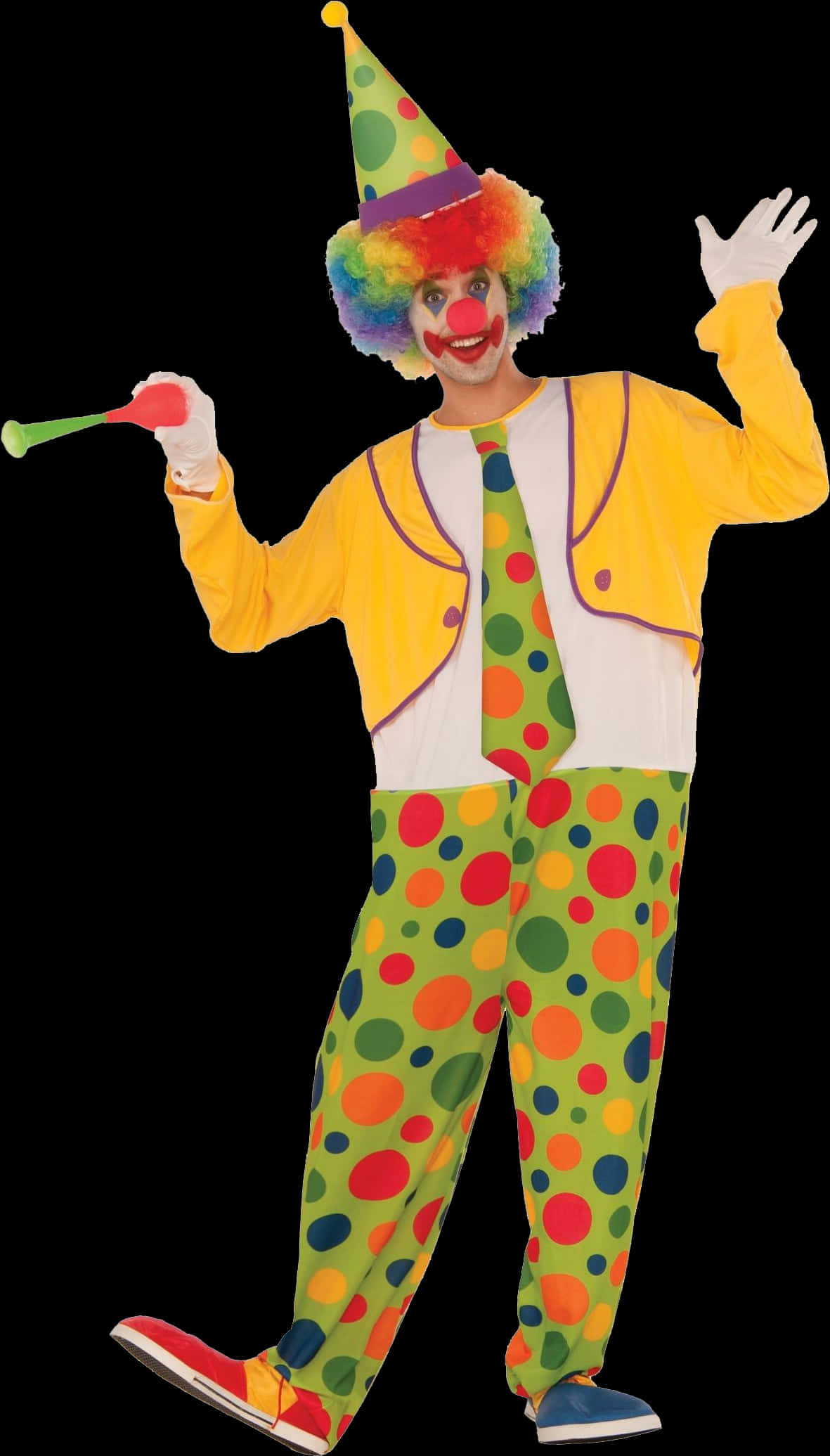 Colorful Clown Posing With Horn.jpg PNG Image