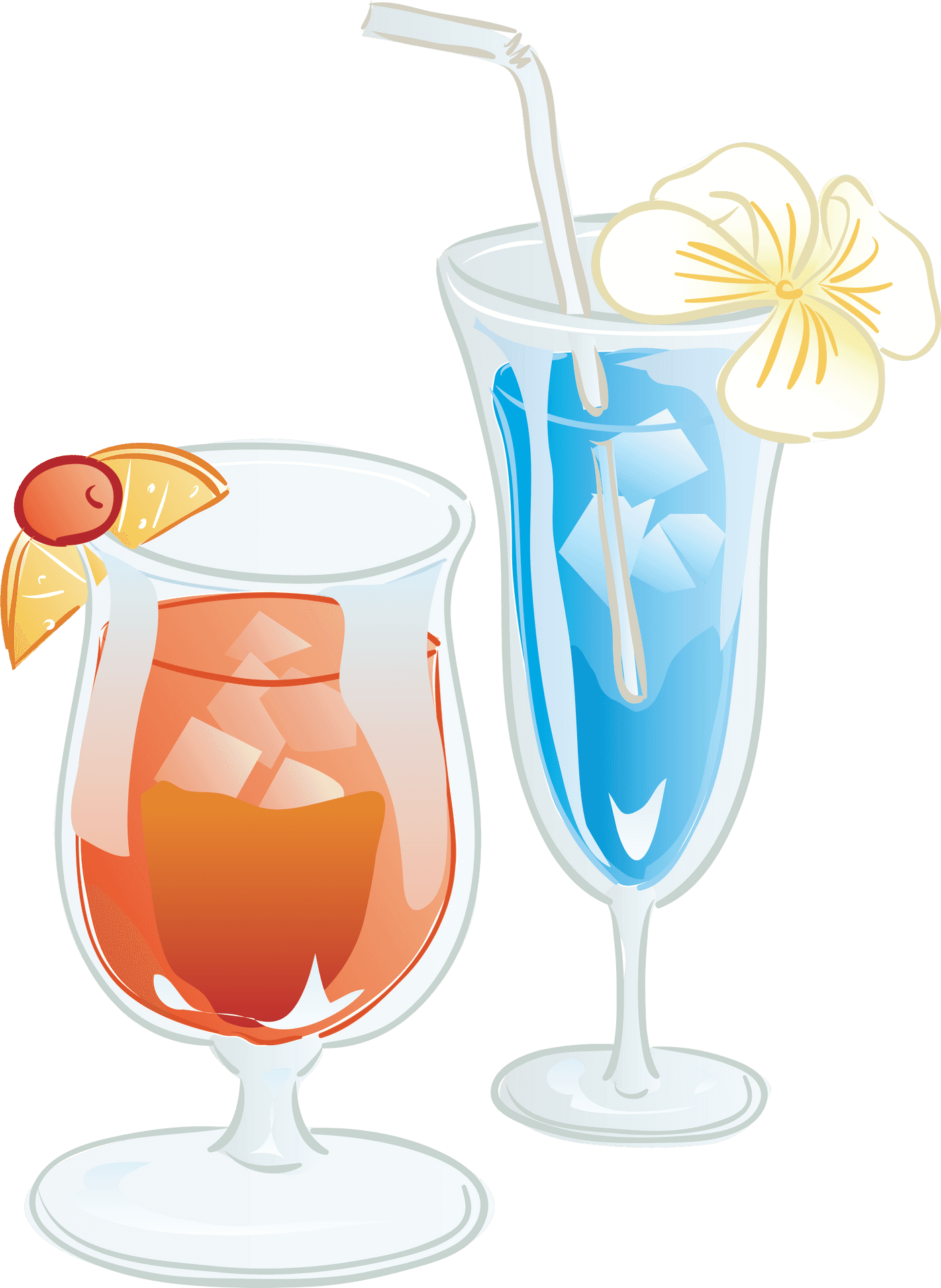 Colorful Cocktails Illustration PNG Image