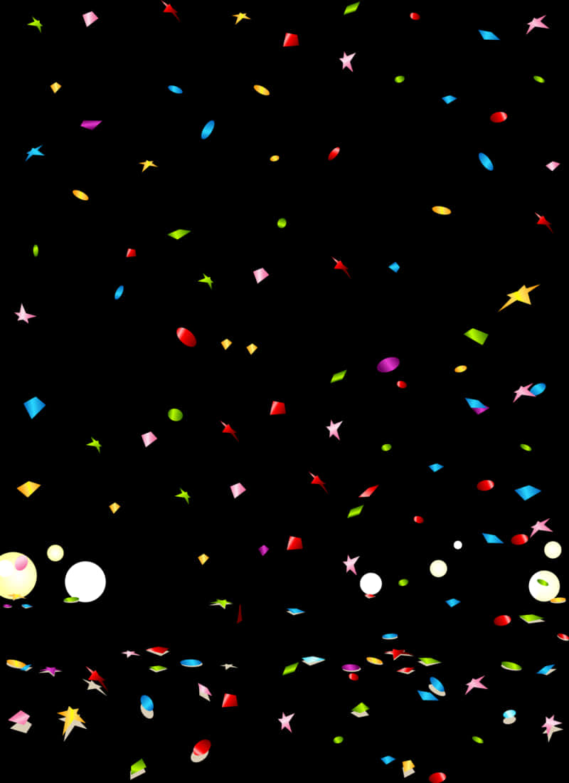 Colorful Confettion Black Background PNG Image