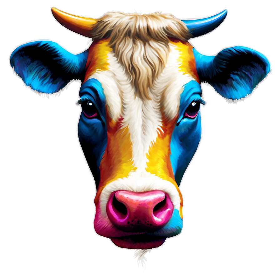 Colorful Cow Art Png Lfo42 PNG Image