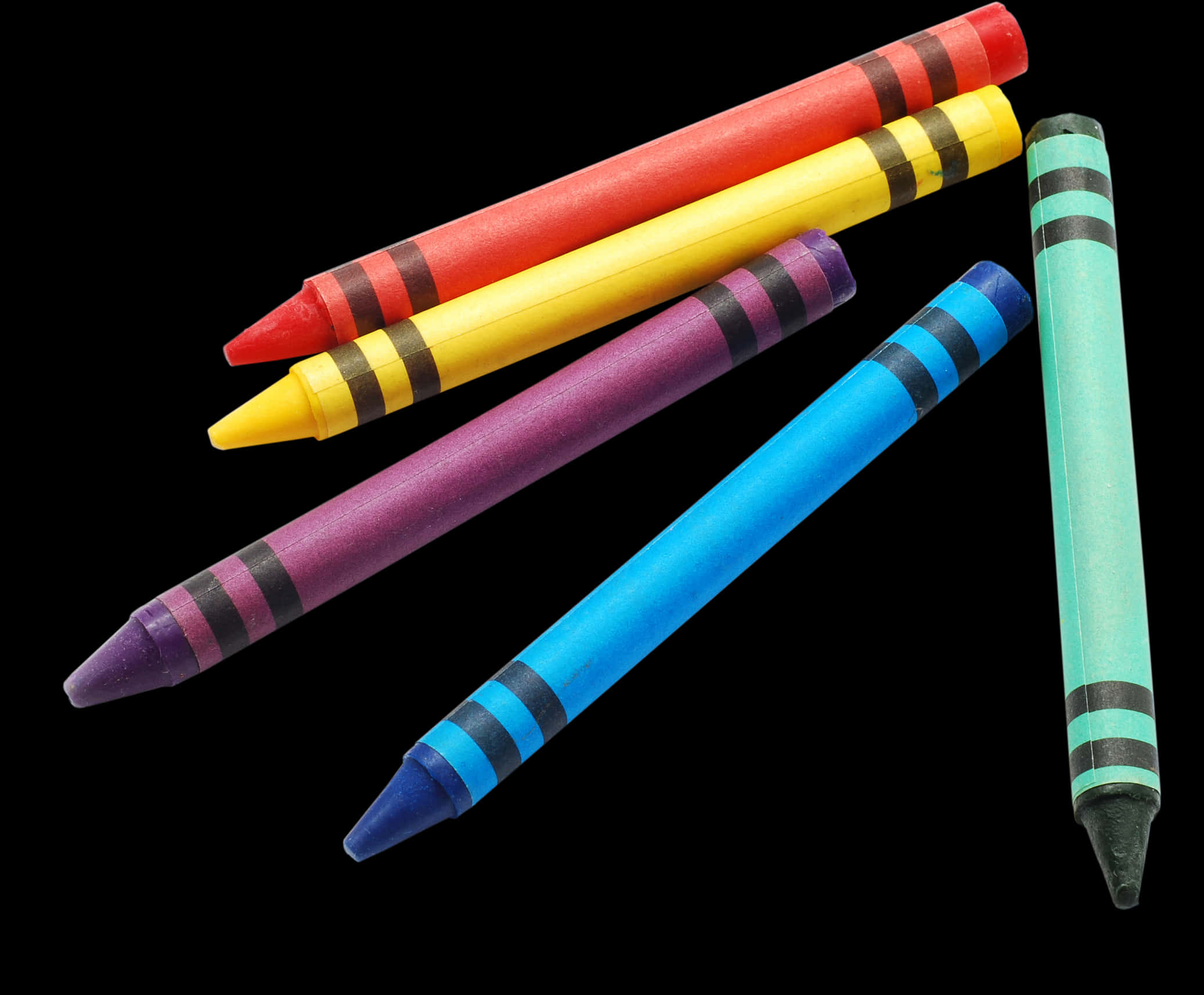 Colorful Crayons Black Background PNG Image